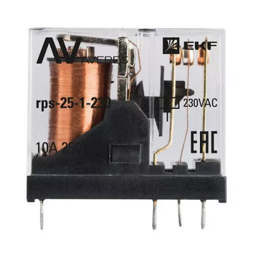 Реле промежуточное РП slim 25/1 10A 230В AC AVERES EKF rps-25-1-230 фото 2