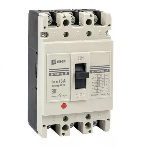 Выключатель автоматический 3п 100/16А 35кА ВА-99М PROxima EKF mccb99-100-16m Выключатель автоматический 3п 100/16А 35кА ВА-99М PROxima EKF mccb99-100-16m