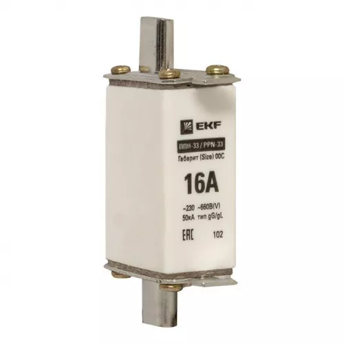 Вставка плавкая ППН-33 100/16А габарит 00C PROxima EKF fus-33/100/16