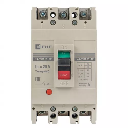Выключатель автоматический 3п 63/20А 25кА ВА-99М PROxima EKF mccb99-63-20m фото 3
