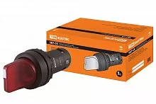 Переключатель на 3 положения с фиксацией SB7-CK3465-24V короткая ручка(LED) d22мм 1з+1р красный TDM
