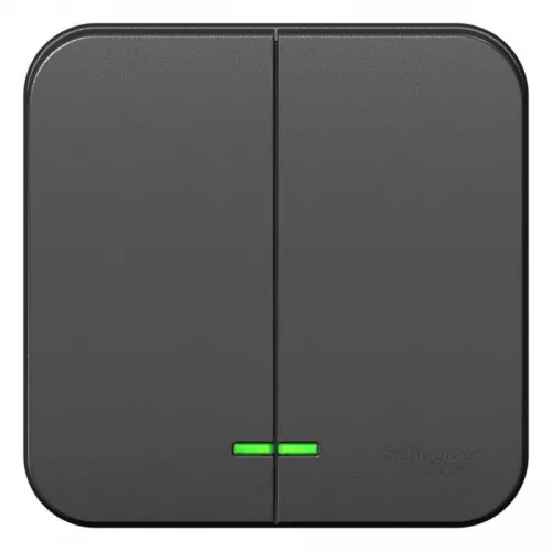 Выключатель 2-кл. ОП Blanca 10А IP20 (сх. 5) 250В с подсветкой с изолир. пластиной антрацит SchE BLNVA105116