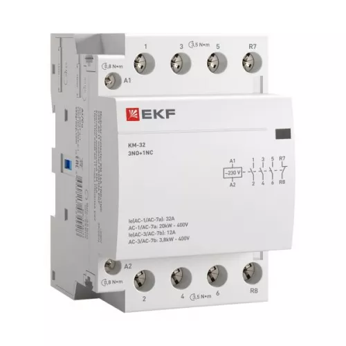 Контактор модульный КМ 32А 3NО+NC (3 мод.) EKF km-3-32-31 фото 2 Контактор модульный КМ 32А 3NО+NC (3 мод.) EKF km-3-32-31 фото 2