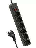Удлинитель с сетевым фильтром 6х3м с заземл. 16А IP20 3.5кВт с предохранителем 3х1 индикатор сети черн. КОСМОС FKsm3m-6g(B)16A