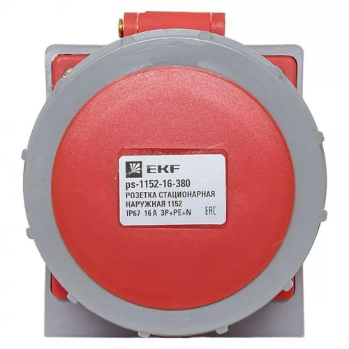 Розетка стационарная наружная 1152 3Р+РЕ+N 16А 380В IP67 PROxima EKF ps-1152-16-380 фото 3