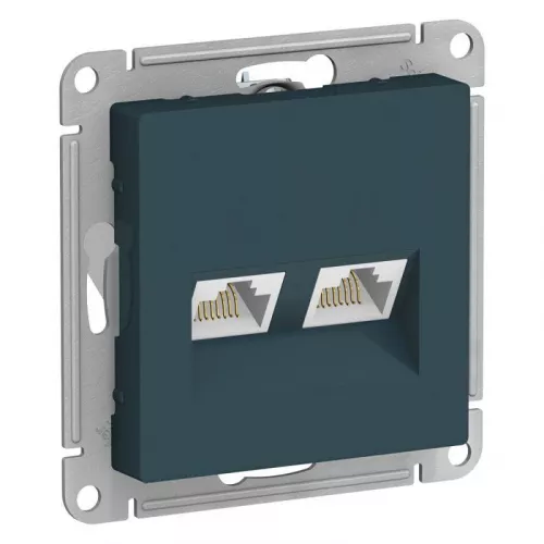 Механизм розетки компьютерной 2-м AtlasDesign RJ45 + RJ45 кат.5e изумруд SchE ATN000885 Механизм розетки компьютерной 2-м AtlasDesign RJ45 + RJ45 кат.5e изумруд SchE ATN000885