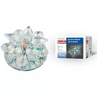 DLS-F129 G4 GLASSY/RAINBOW Светильник декоративный встраиваемый ТМ "Fametto", серия "Fiore". Без лампы, цоколь G4. Основание- стекло, цвет- зеркальный. Отделка — кристалл, цвет- радужный.
