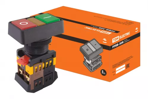Кнопка РPВВ-30N "I-0" d30мм неон/230В 1з+1р TDM