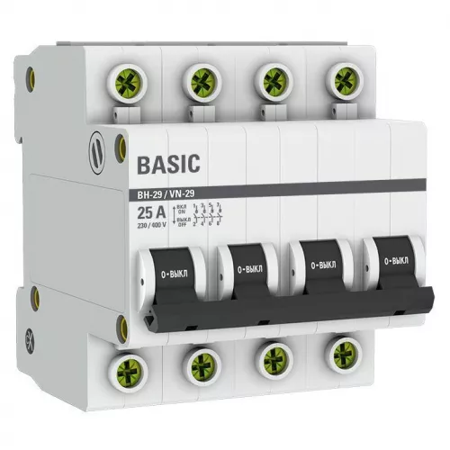 Выключатель нагрузки 4п 25А ВН-29 Basic EKF SL29-4-25-bas