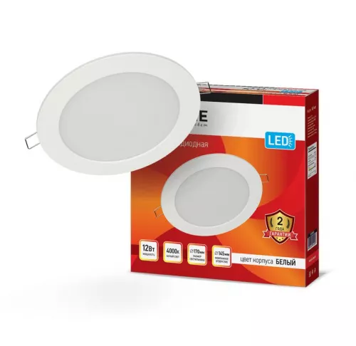 Светильник светодиодный ДВО RLP-eco 12Вт 230В 4000К 840Лм 170/150мм бел. IP40 IN HOME 4690612010007 Светильник светодиодный ДВО RLP-eco 12Вт 230В 4000К 840Лм 170/150мм бел. IP40 IN HOME 4690612010007