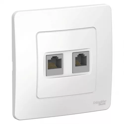 Розетка компьютерная + телеф. 2-м СП BLANCA RJ45 кат.5e + RJ11 бел. SchE BLNIS045111