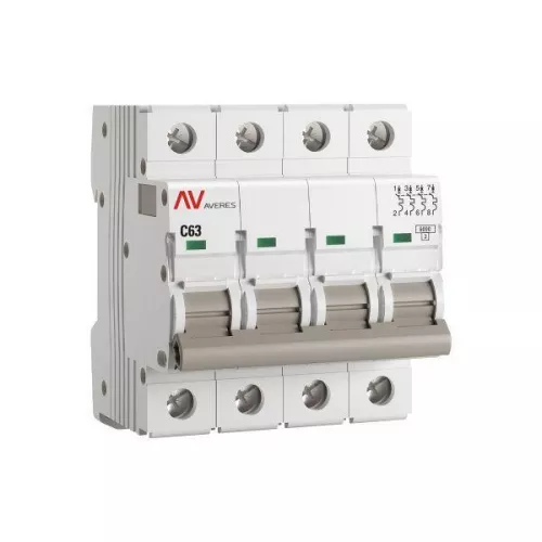 Выключатель автоматический модульный 4п C 63А 6кА AV-6 AVERES EKF mcb6-4-63C-av