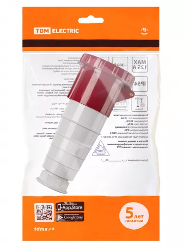 Розетка 235 переносная 3Р+РЕ+N 63А 380В IP54 TDM фото 6