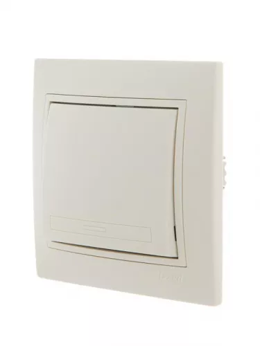 Выключатель 1-кл. СП Мира 10А IP20 со вставкой крем. LEZARD 701-0303-100 фото 2