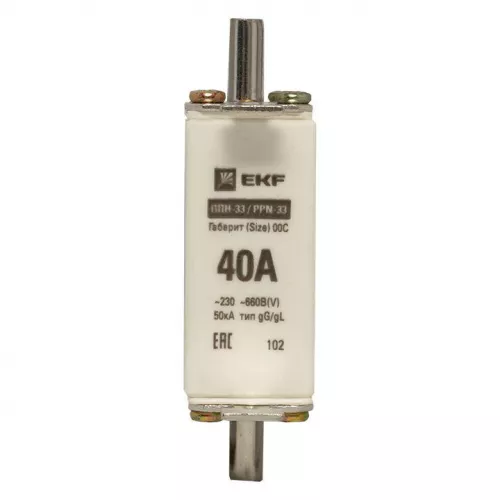 Вставка плавкая ППН-33 100/40А габарит 00C PROxima EKF fus-33/100/40 фото 3