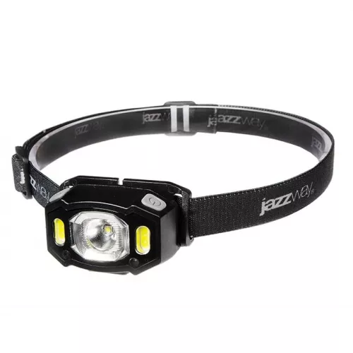Фонарь налобный AccuH3-L5W-bk 5Вт LED + 2хRED SMD IP54 аккумулятор 1200мА.ч 5 режимов: 100проц. 180лм 3.5ч/50проц. 110лм 5.5ч/30проц. 65лм 15ч/красн. 28ч/мигающ. красн. 12ч управл. жестами черн. JazzWay 5036703 Фонарь налобный AccuH3-L5W-bk 5Вт LED + 2хRED SMD IP54 аккумулятор 1200мА.ч 5 режимов: 100проц. 180лм 3.5ч/50проц. 110лм 5.5ч/30проц. 65лм 15ч/красн. 28ч/мигающ. красн. 12ч управл. жестами черн. JazzWay 5036703