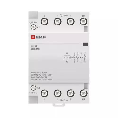 Контактор модульный КМ 32А 3NО+NC (3 мод.) EKF km-3-32-31 фото 3 Контактор модульный КМ 32А 3NО+NC (3 мод.) EKF km-3-32-31 фото 3
