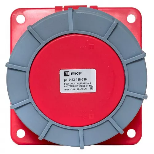 Розетка стационарная внутренняя угловая 4452 3Р+РЕ+N 125А 380В IP67 PROxima EKF ps-4452-125-380 фото 3