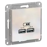Механизм розетки USB AtlasDesign 5В 1порт х 2.1А 2порта х 1.05А жемчуг SchE ATN000433