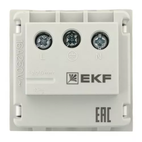 Розетка 1-м C-Line 2мод. 45х45 РКС-20-30-П с заземл. бел. EKF E2MR16-028-10 фото 4