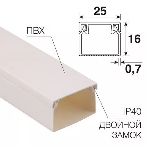 Кабель-канал 25х16 L2000 бел. Rexant 28-2516-2 фото 3
