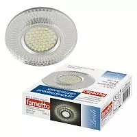 DLS-L152 GU5.3 GLASSY/CLEAR 3D Светильник декоративный встраиваемый, серия Luciole. Без лампы, цоколь GU5.3. Доп. светодиодная подсветка 3Вт. Металл/стекло. Зеркальный/Прозрачный, эффект 3D. ТМ Fametto