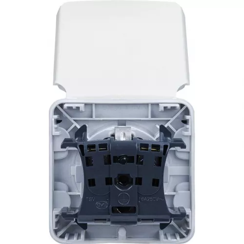 Механизм розетки 1-м СП Plexo с защ. крышкой с заземл. IP55 бел. Leg 069639 фото 2