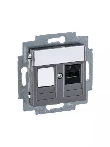 Розетка информационная Levit RJ45 кат. 5e и заглушка сталь ABB 2CHH295117A6069 фото 3