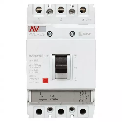 Выключатель автоматический 3п 40А 35кА AV POWER-1/3 TR AVERES EKF mccb-13-40-TR-av фото 6