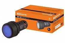 Кнопка SB7-CW3665-24V(LED) d22мм 1з+1р синяя TDM
