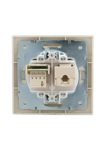 Розетка компьютерная + телеф. СП Мира RJ11 + RJ45 крем/крем. LEZARD 701-0303-143 фото 4 Розетка компьютерная + телеф. СП Мира RJ11 + RJ45 крем/крем. LEZARD 701-0303-143 фото 4