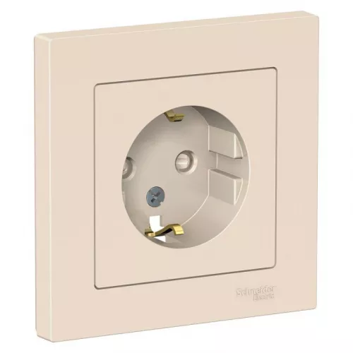 Розетка AtlasDesign 16А с заземл. защ. шторки в сборе беж. SchE ATN000244
