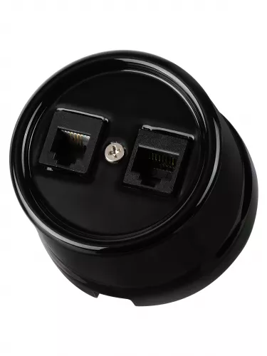 Розетка телефонная RJ11 + компьютерная RJ45 черная «Болонь» TDM фото 2