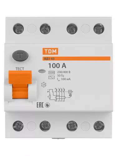 УЗО ВД1-63 4Р 100А 100мА TDM фото 3