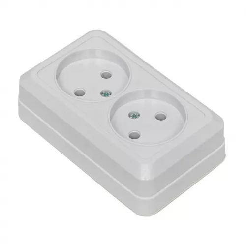 Розетка 2-м ОП Рим 10А IP20 без заземл. бел. EKF ENR10-102-10 фото 7