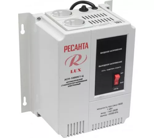 Стабилизатор напряжения АСН-1000 Н/1-Ц 1ф 1кВт настен. с одной розеткой IP20 релейный Lux Ресанта 63/6/14 фото 2