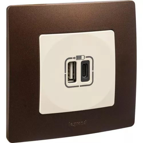 Устройство зарядное Etika с двумя USB-разъемами тип A-тип C 240В/5В 3000мА сл. кость Leg 672336 фото 4