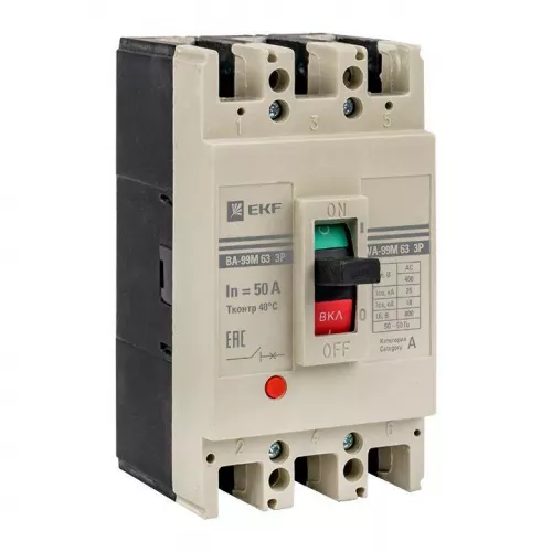 Выключатель автоматический 3п 63/50А 25кА ВА-99М PROxima EKF mccb99-63-50m Выключатель автоматический 3п 63/50А 25кА ВА-99М PROxima EKF mccb99-63-50m