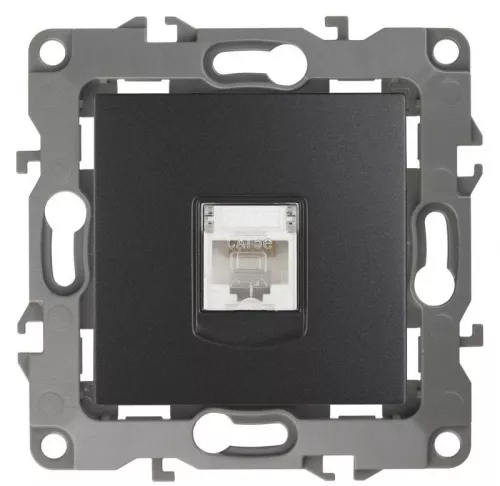 Розетка информационная RJ45 12-3107-05 антрацит ЭРА Б0014727 Розетка информационная RJ45 12-3107-05 антрацит ЭРА Б0014727