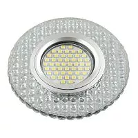 DLS-L143 GU5.3 GLASSY/CLEAR Светильник декоративный встраиваемый, серия Luciole. Без лампы, цоколь GU5.3. Доп. светодиодная подсветка 3Вт. Стекло. Зеркальный/прозрачный. ТМ Fametto