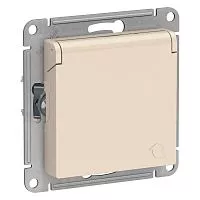Механизм розетки 1-м СП AtlasDesign 16А IP20 с заземл. защ. шторки с крышкой беж. SchE ATN000246