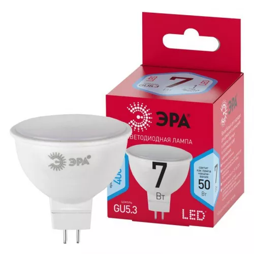 Лампа светодиодная RED LINE LED MR16-7W-840-GU5.3 R MR16 7Вт софит GU5.3 нейтр. бел. ЭРА Б0050690