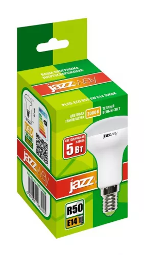 Лампа светодиодная PLED-ECO-R50 5Вт 3000К тепл. бел. E14 400лм 220-240В JazzWay 1037015A фото 2 Лампа светодиодная PLED-ECO-R50 5Вт 3000К тепл. бел. E14 400лм 220-240В JazzWay 1037015A фото 2