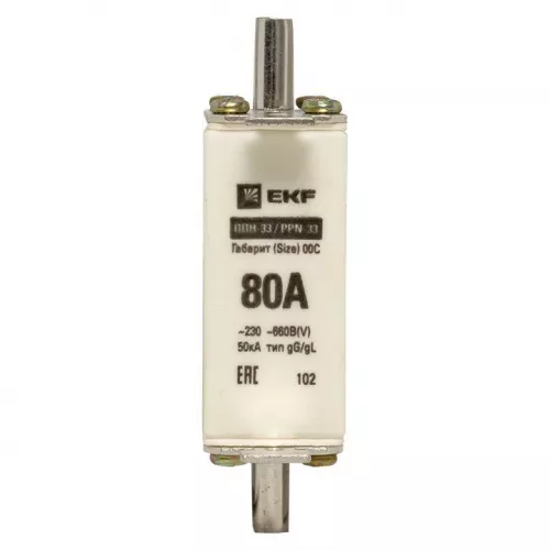 Вставка плавкая ППН-33 100/80А габарит 00С PROxima EKF fus-33/100/80 фото 5
