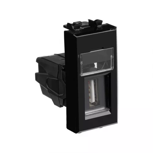 Розетка USB 2.0 1мод. Avanti "Черный квадрат" модульная тип А-А DKC 4402401 фото 2