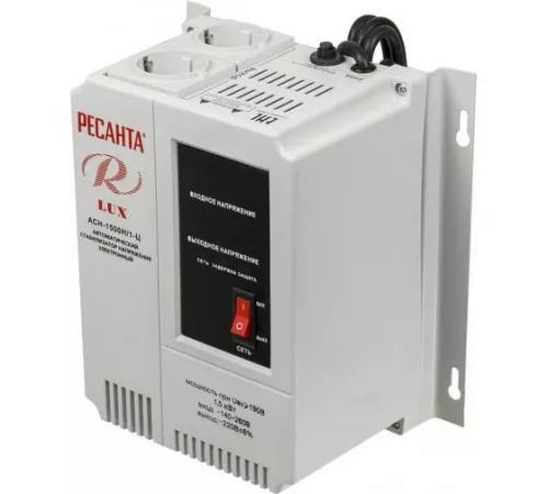 Стабилизатор напряжения АСН-1500Н/1-Ц 1ф 1.5кВт настен. IP20 Lux Ресанта 63/6/20
