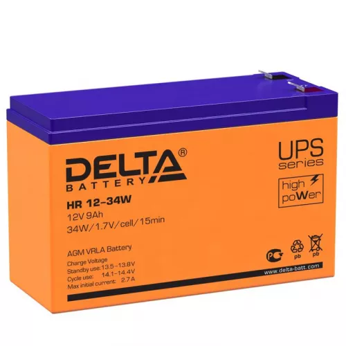 Аккумулятор 12В 9А.ч Delta HR 12-34 W