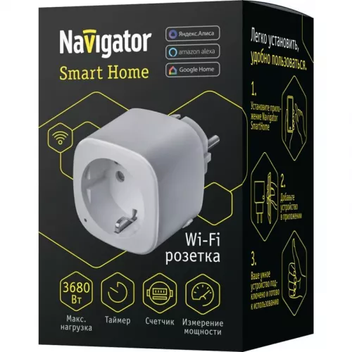 Адаптер-переходник с управлением по Wi-Fi "Умная розетка" NSH-ST-01-WiFi 16А бел. Smart Home Navigator 14555 фото 2