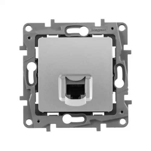 Механизм розетки информ. 1-м СП Etika RJ45 CAT.5E UTP алюм. Leg 672441