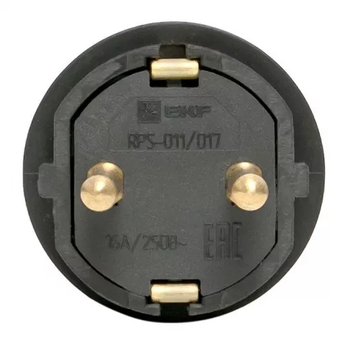 Вилка прямая 16А IP44 2P+PE 230В каучук EKF RPS-011-16-230-44 фото 3